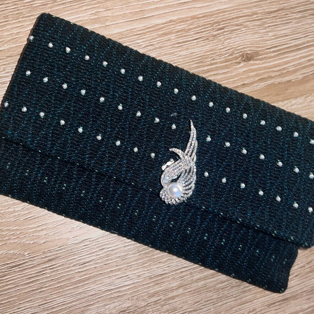 Hand Crafted Knit Material Clutch